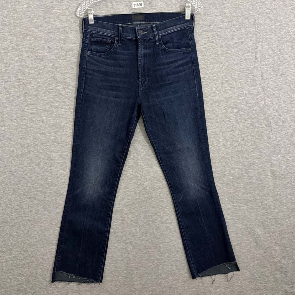 Mother Womens 29 Dark Wash The Insider Crop Step Fray Stretch Jeans 1167-360